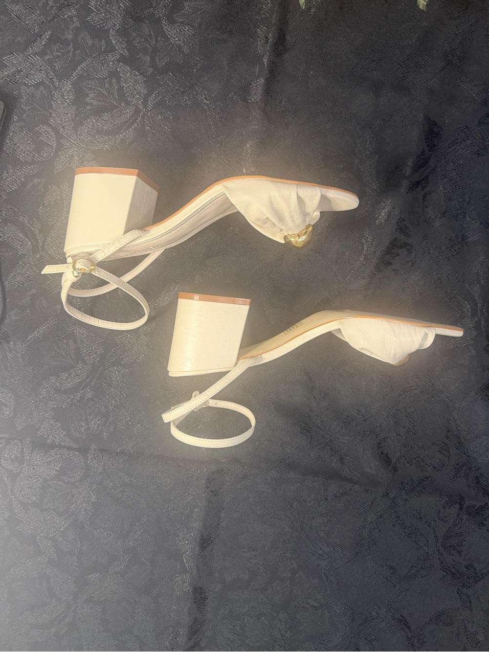 Steve Madden Cream Ankle-Strap Heels with Gold Accent Never Worn - Picture 4 of 6